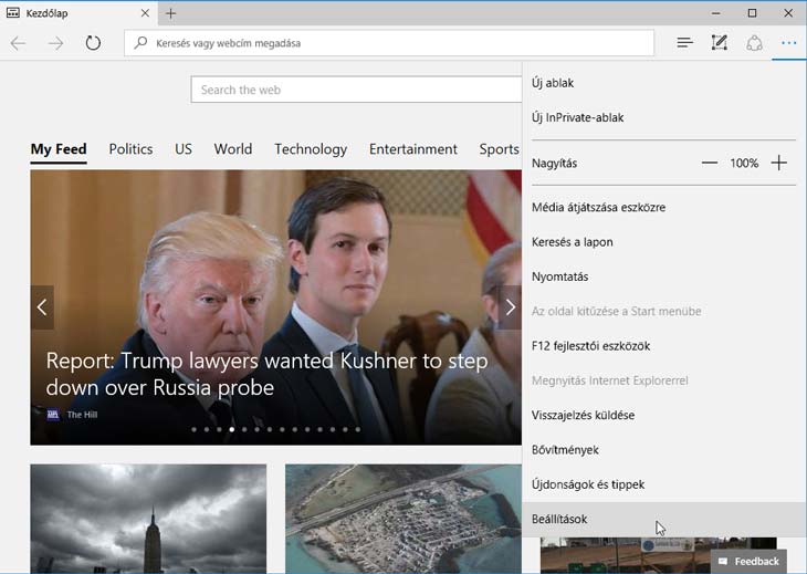 Microsoft Edge beállítások