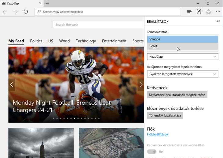 Microsoft Edge téma választás