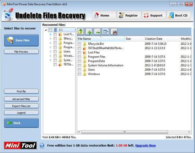 Power Data Recovery szűrés