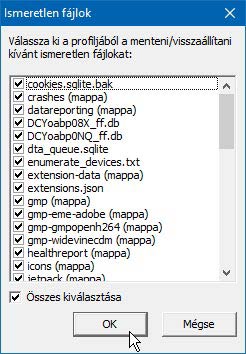 MozBackup ismeretlen fájlok