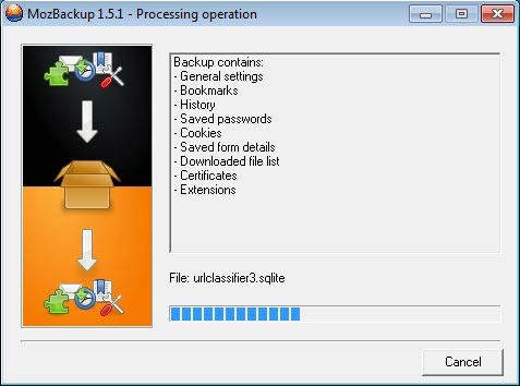 MozBackup dolgozik