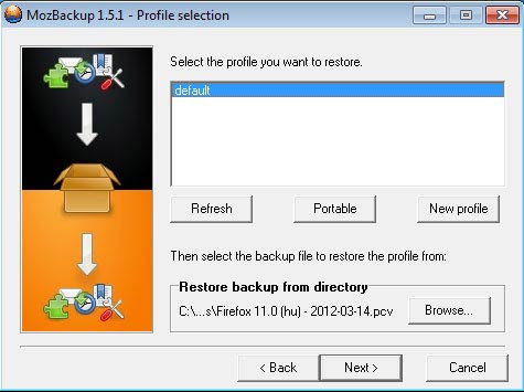 MozBackup visszaállítás