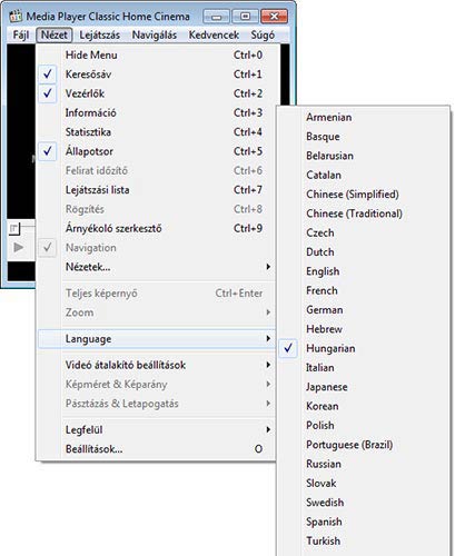 MPC HomeCinema nézet