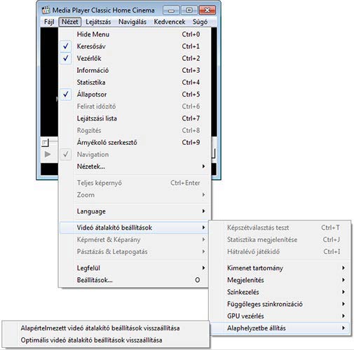 MPC HomeCinema videó átalakító