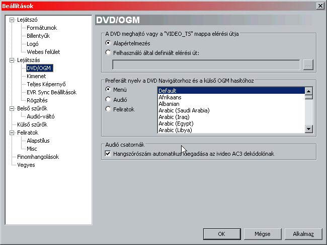 MPC HomeCinema DVD lejátszás