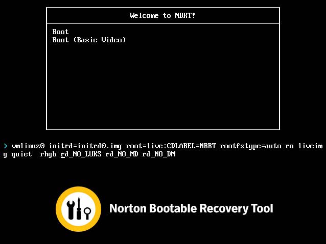 Norton Bootable Recovery boot paraméter változtatás