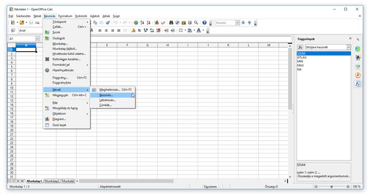 OpenOffice táblázatkezelő