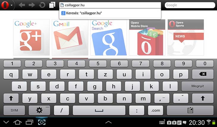 Opera Mobile keresés