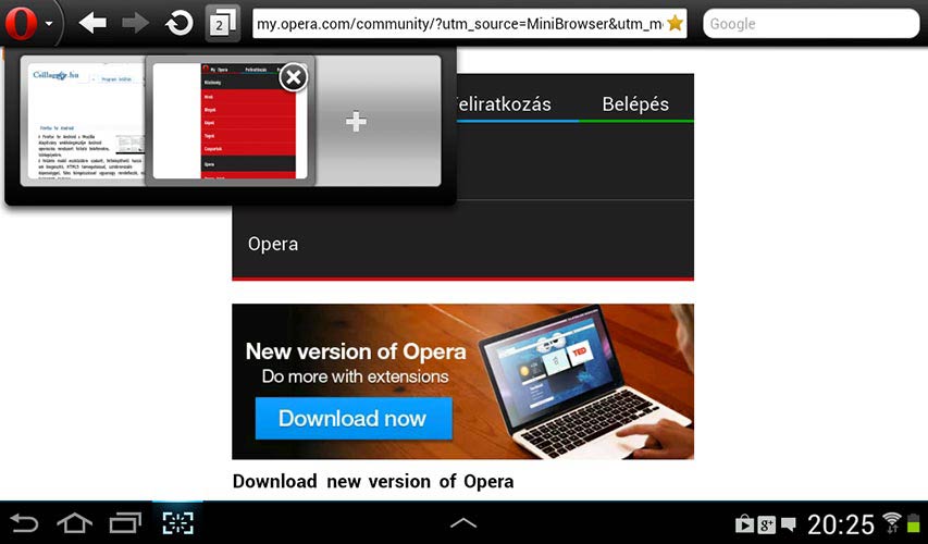Opera mini fülek