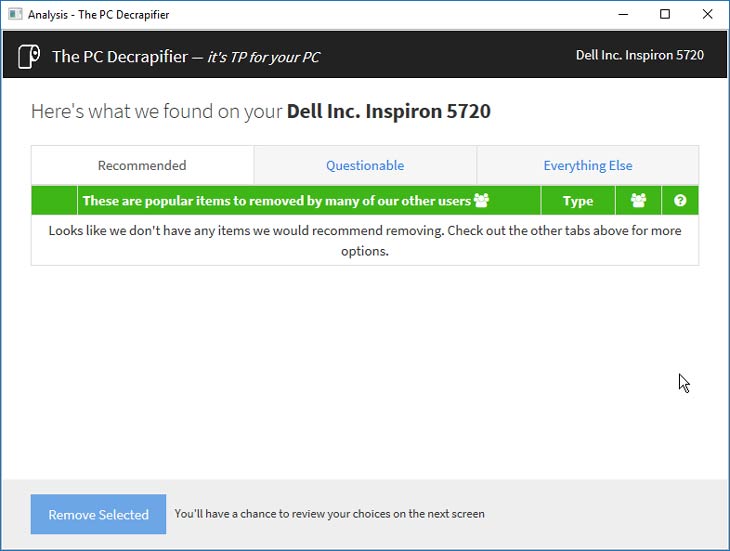 PC Decrapifier tiszta