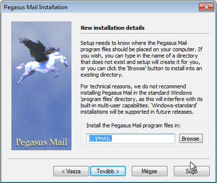 Pegasus Mail telepítés