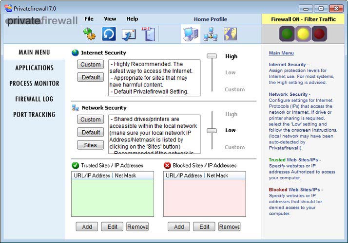 Privatefirewall tűzfal védelem