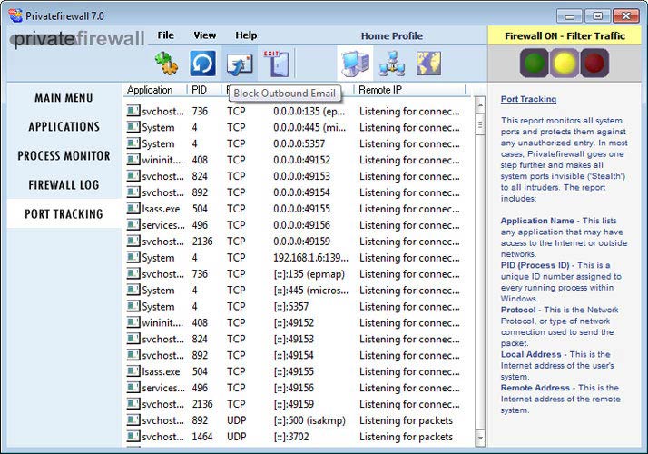 Privatefirewall Port Tracking