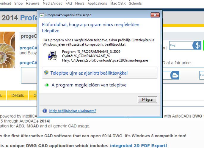 Programkompatibilitási segéd