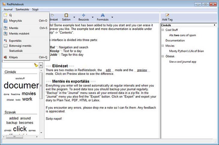 RedNotebook napló