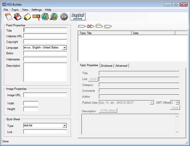 RSS Builder üres feed