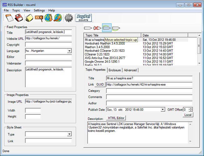 RSS Builder Csillagpor feed