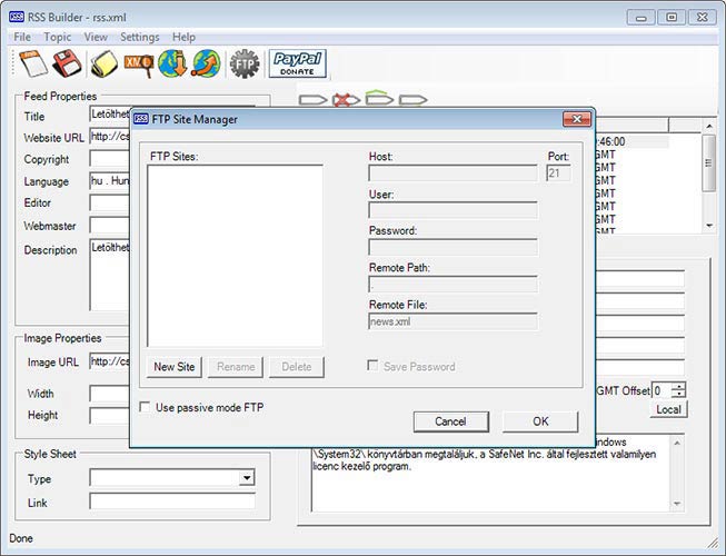 RSS Builder ftp