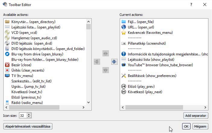 SMPlayer toolbar