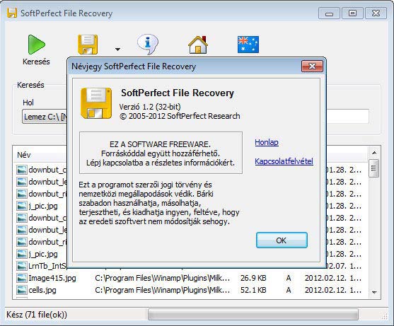 SoftPerfect File Recovery névjegy
