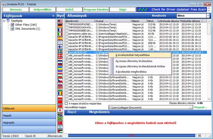 Undelete visszaállítás