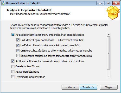 Universal Extractor környezeti menü