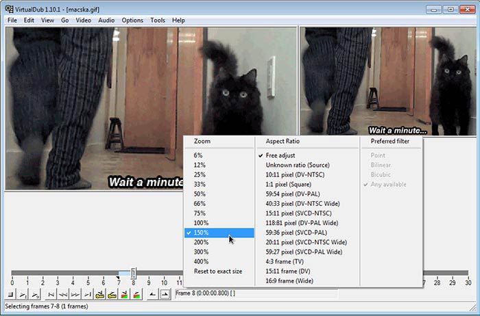 virtualdub animgif képarány