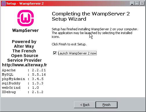 WampServer telepítés kész