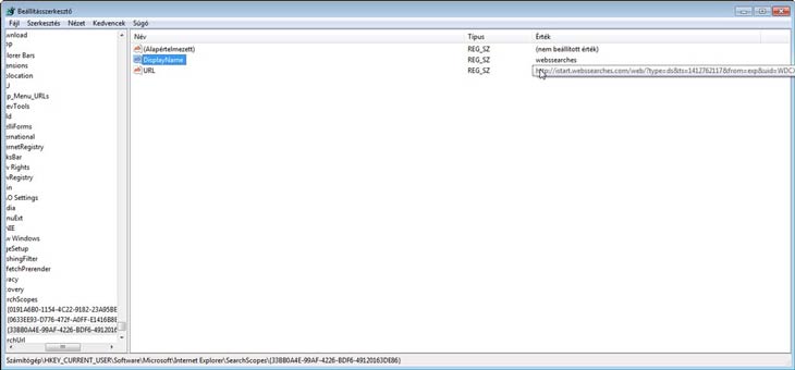 regedit webssearches 4