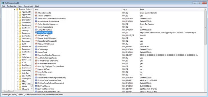 regedit webssearches 2