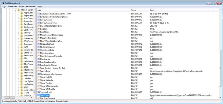 regedit webssearches 3