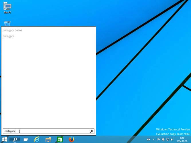 Windows 10 kereső