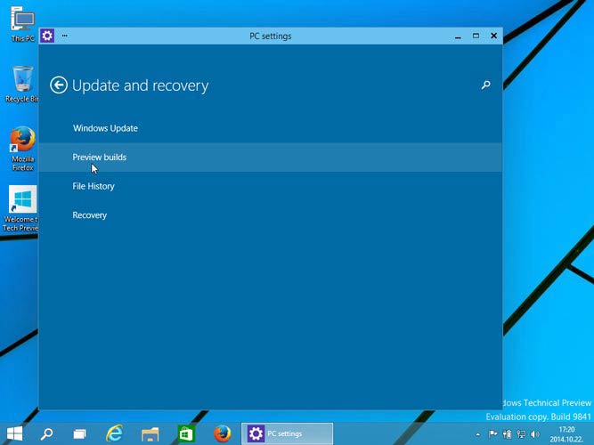 Windows 10 Preview builds