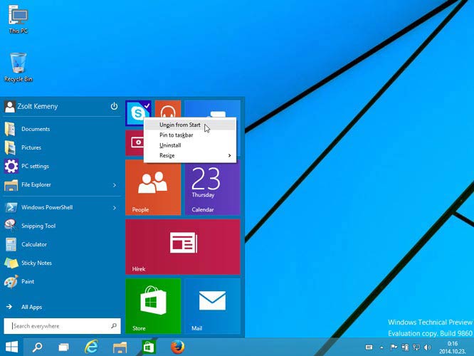 Windows 10 csempe leszed