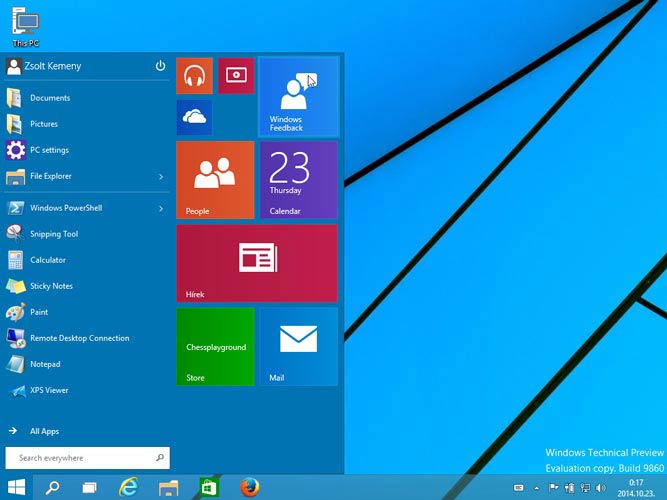 Windows 10 magas start menü
