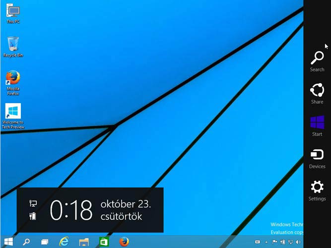 Windows 10 Charms bar