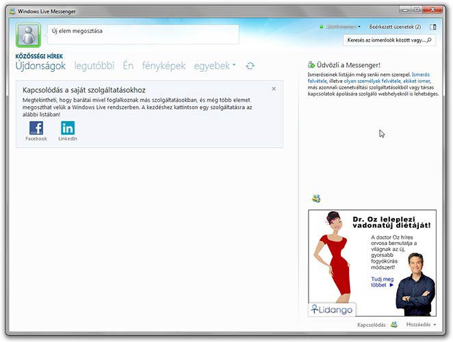 Windows Live Messenger kapcsolódás