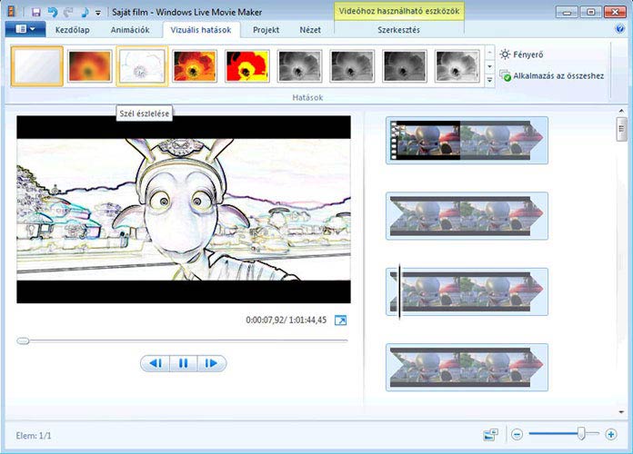 Windows Live Movie Maker effektek
