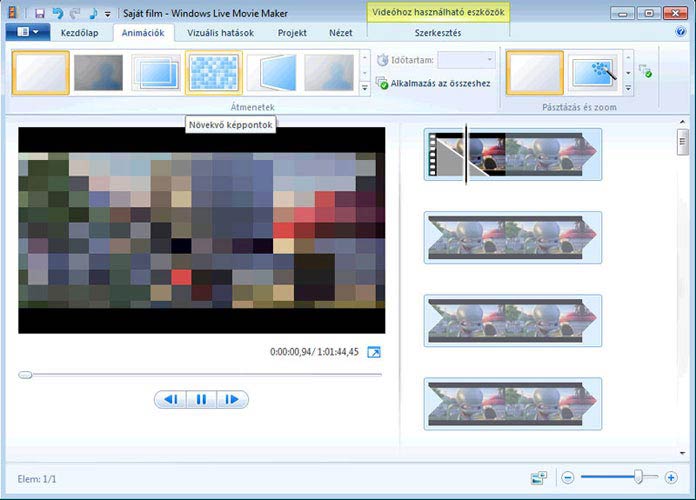 Windows Live Movie Maker animációk
