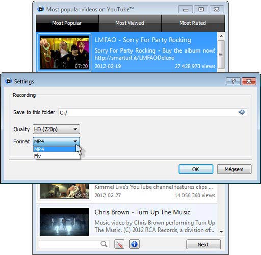 SMPlayer YouTube browser, mp4 vagy flv