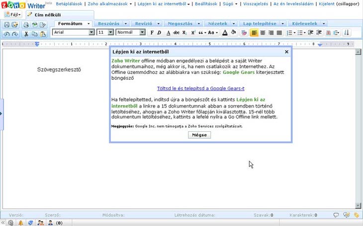 Zoho szövegszerkesztő