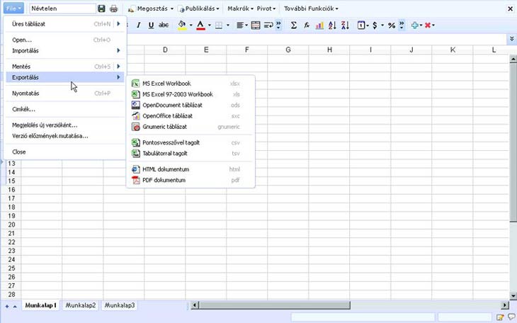 Zoho táblázatkezelő